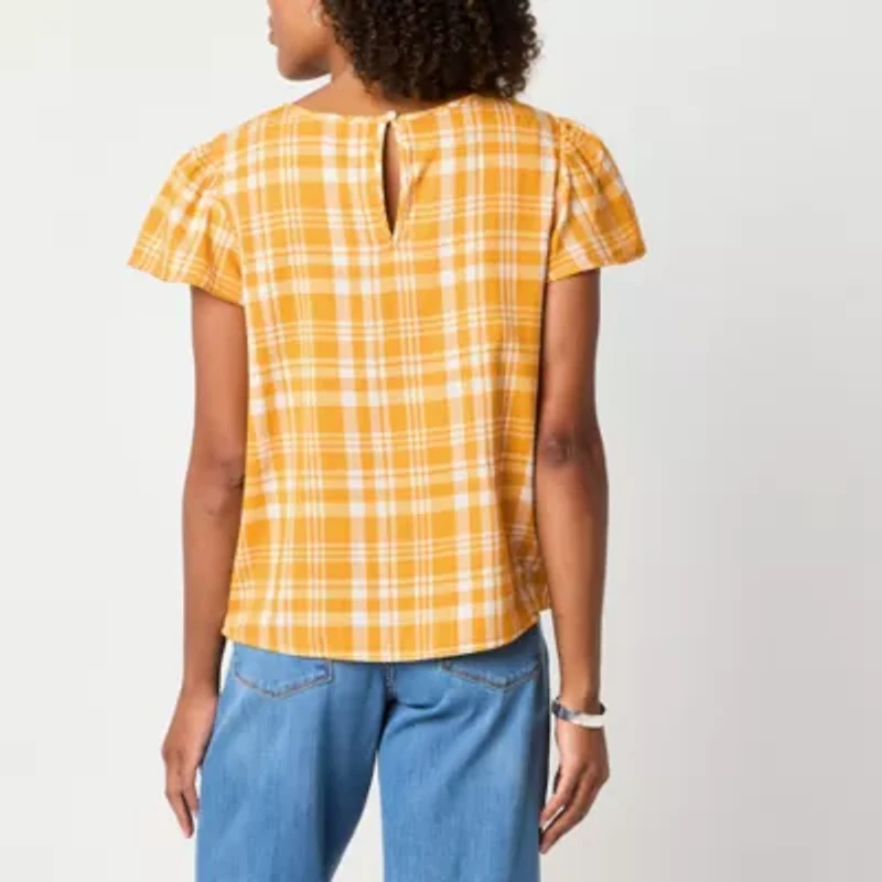 St. John's Bay Womens Crew Neck Short Sleeve Blouse