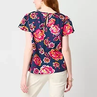St. John's Bay Womens Crew Neck Short Sleeve Blouse