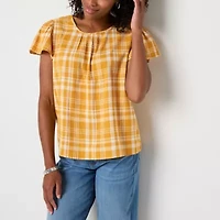 St. John's Bay Womens Crew Neck Short Sleeve Blouse