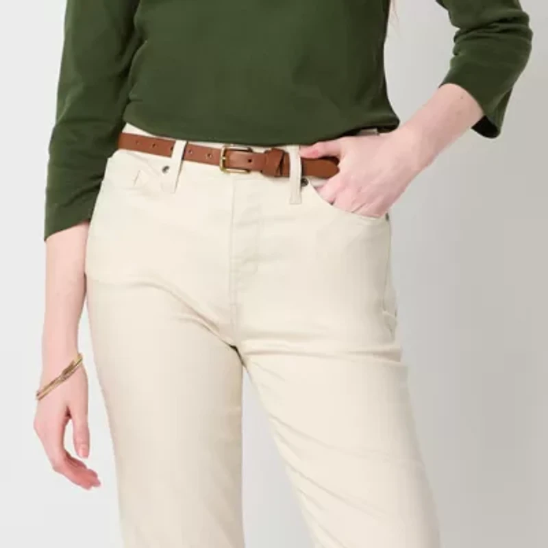 St. John's Bay Womens Mid Rise Wide Cuff Straight Leg Jean