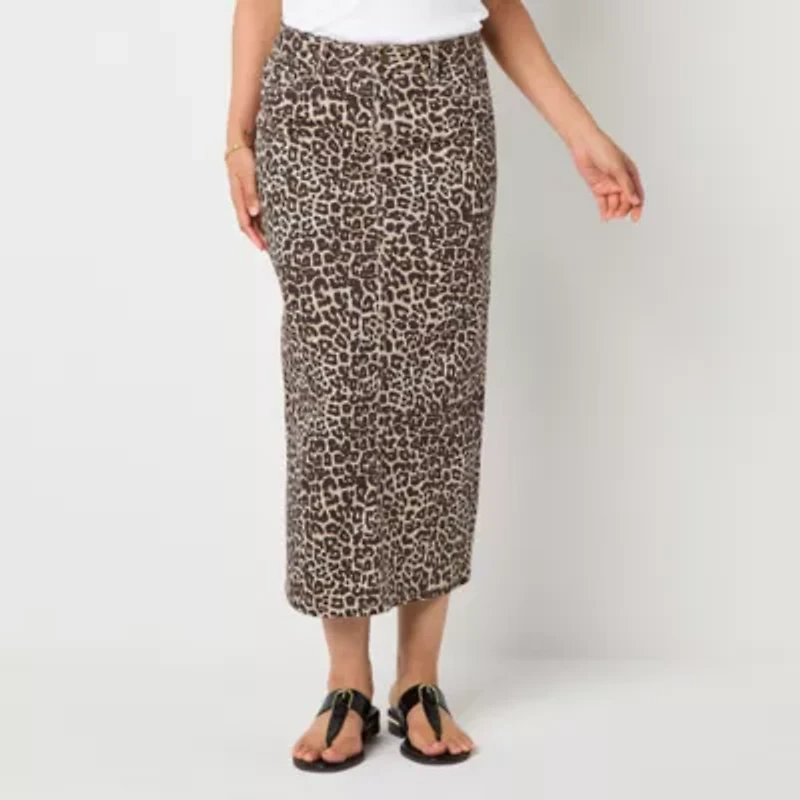Liz Claiborne Womens Mid Rise Denim Skirt