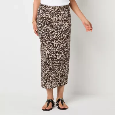 Liz Claiborne Womens Mid Rise Denim Skirt