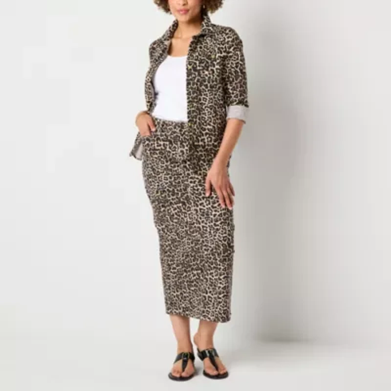 Liz Claiborne Womens Mid Rise Denim Skirt