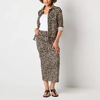 Liz Claiborne Womens Mid Rise Denim Skirt