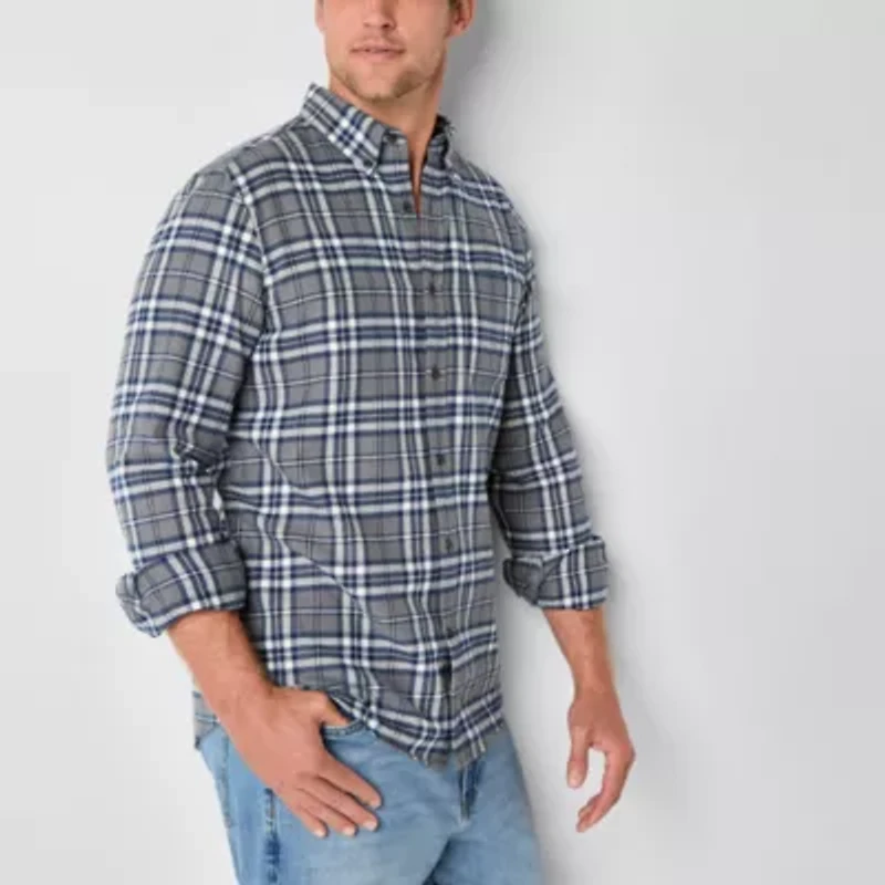St. John's Bay Mens Long Sleeve Classic Fit Flannel Shirt