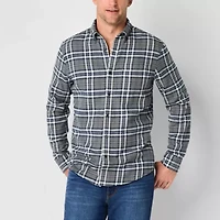St. John's Bay Dexterity Mens Easy-on + Easy-off Long Sleeve Adaptive Classic Fit Flannel Shirt