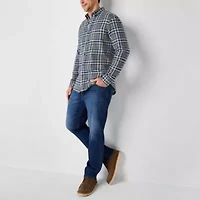 St. John's Bay Dexterity Mens Easy-on + Easy-off Long Sleeve Adaptive Classic Fit Flannel Shirt