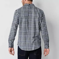 St. John's Bay Mens Easy-on + Easy-off Seated Wear Long Sleeve Adaptive Classic Fit Flannel Shirt