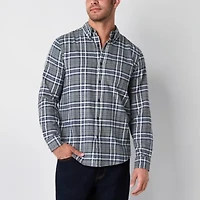 St. John's Bay Mens Easy-on + Easy-off Seated Wear Long Sleeve Adaptive Classic Fit Flannel Shirt