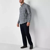 St. John's Bay Mens Easy-on + Easy-off Seated Wear Long Sleeve Adaptive Classic Fit Flannel Shirt