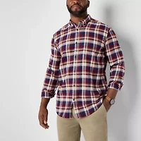 St. John's Bay Mens Long Sleeve Classic Fit Big and Tall Flannel Shirt