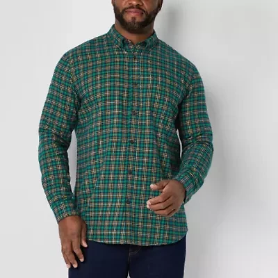 St. John's Bay Dexterity Mens Easy-on + Easy-off Long Sleeve Adaptive Classic Fit Big and Tall Flannel Shirt