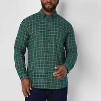 St. John's Bay Dexterity Mens Easy-on + Easy-off Long Sleeve Adaptive Classic Fit Big and Tall Flannel Shirt