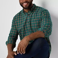 St. John's Bay Dexterity Mens Easy-on + Easy-off Long Sleeve Adaptive Classic Fit Big and Tall Flannel Shirt