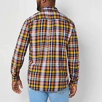 St. John's Bay Dexterity Mens Easy-on + Easy-off Long Sleeve Adaptive Classic Fit Big and Tall Flannel Shirt