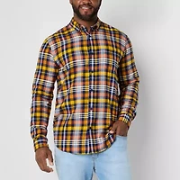 St. John's Bay Dexterity Mens Easy-on + Easy-off Long Sleeve Adaptive Classic Fit Big and Tall Flannel Shirt