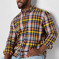 St. John's Bay Dexterity Mens Easy-on + Easy-off Long Sleeve Adaptive Classic Fit Big and Tall Flannel Shirt