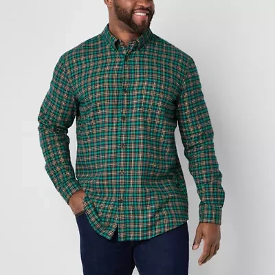 St. John's Bay Mens Easy-on + Easy-off Seated Wear Long Sleeve Adaptive Classic Fit Big and Tall Flannel Shirt