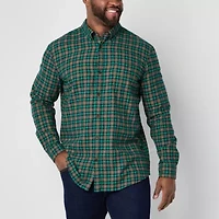 St. John's Bay Mens Easy-on + Easy-off Seated Wear Long Sleeve Adaptive Classic Fit Big and Tall Flannel Shirt