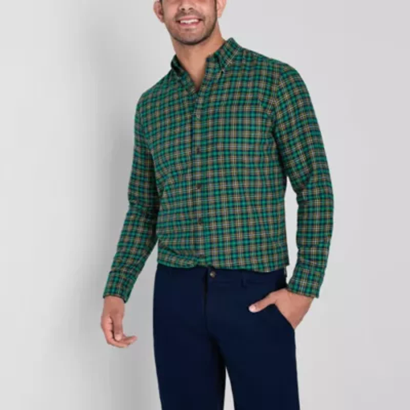 St. John's Bay Mens Long Sleeve Classic Fit Flannel Shirt