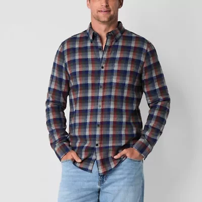 St. John's Bay Mens Long Sleeve Classic Fit Flannel Shirt