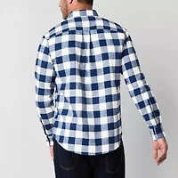 St. John's Bay Dexterity Mens Easy-on + Easy-off Long Sleeve Adaptive Classic Fit Flannel Shirt