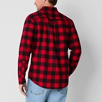 St. John's Bay Dexterity Mens Easy-on + Easy-off Long Sleeve Adaptive Classic Fit Flannel Shirt