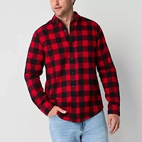 St. John's Bay Dexterity Mens Easy-on + Easy-off Long Sleeve Adaptive Classic Fit Flannel Shirt