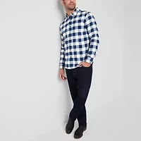 St. John's Bay Dexterity Mens Easy-on + Easy-off Long Sleeve Adaptive Classic Fit Flannel Shirt