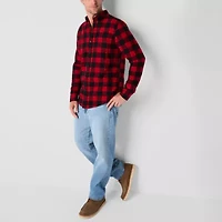St. John's Bay Dexterity Mens Easy-on + Easy-off Long Sleeve Adaptive Classic Fit Flannel Shirt