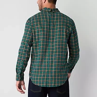 St. John's Bay Mens Easy-on + Easy-off Seated Wear Long Sleeve Adaptive Classic Fit Flannel Shirt