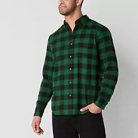 St. John's Bay Mens Easy-on + Easy-off Seated Wear Long Sleeve Adaptive Classic Fit Flannel Shirt