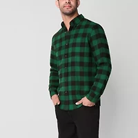 St. John's Bay Mens Easy-on + Easy-off Seated Wear Long Sleeve Adaptive Classic Fit Flannel Shirt