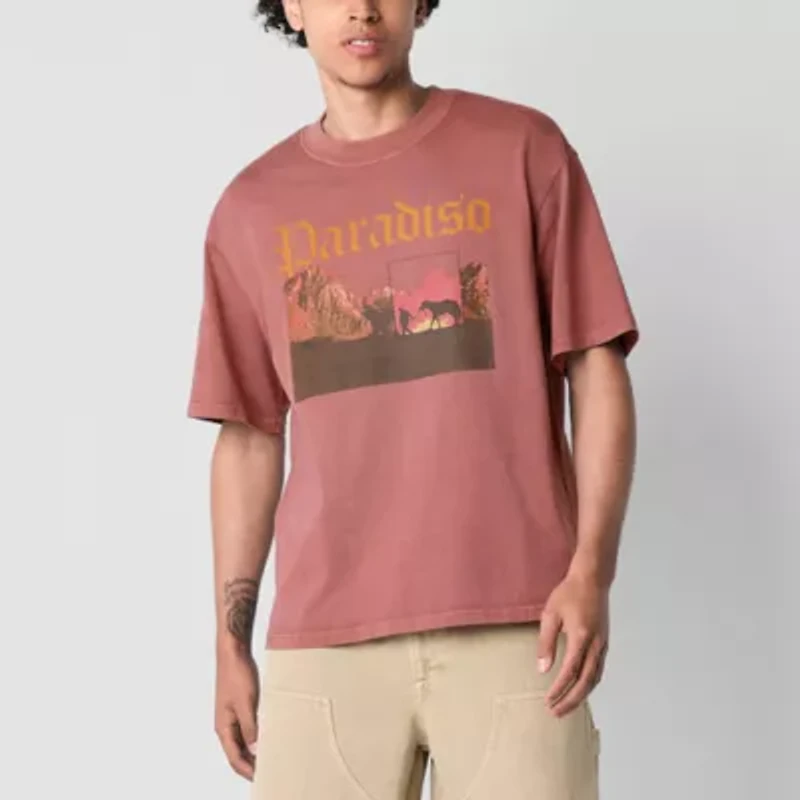 Arizona Mens Crew Neck Short Sleeve Boxy Fit Graphic T-Shirt
