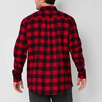 St. John's Bay Dexterity Mens Easy-on + Easy-off Long Sleeve Adaptive Classic Fit Big and Tall Flannel Shirt