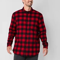 St. John's Bay Dexterity Mens Easy-on + Easy-off Long Sleeve Adaptive Classic Fit Big and Tall Flannel Shirt
