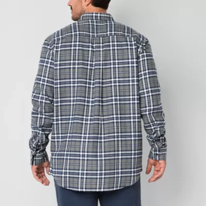 St. John's Bay Mens Easy-on + Easy-off Long Sleeve Adaptive Classic Fit Big and Tall Flannel Shirt