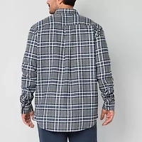 St. John's Bay Mens Easy-on + Easy-off Long Sleeve Adaptive Classic Fit Big and Tall Flannel Shirt