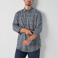 St. John's Bay Mens Easy-on + Easy-off Long Sleeve Adaptive Classic Fit Big and Tall Flannel Shirt