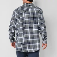 St. John's Bay Mens Easy-on + Easy-off Seated Wear Long Sleeve Adaptive Classic Fit Big and Tall Flannel Shirt