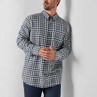 St. John's Bay Mens Easy-on + Easy-off Seated Wear Long Sleeve Adaptive Classic Fit Big and Tall Flannel Shirt