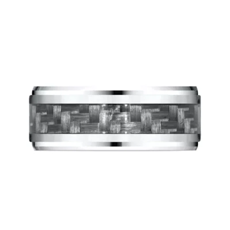 Mens 9mm Cobalt and Carbon Fiber Wedding Band Ring