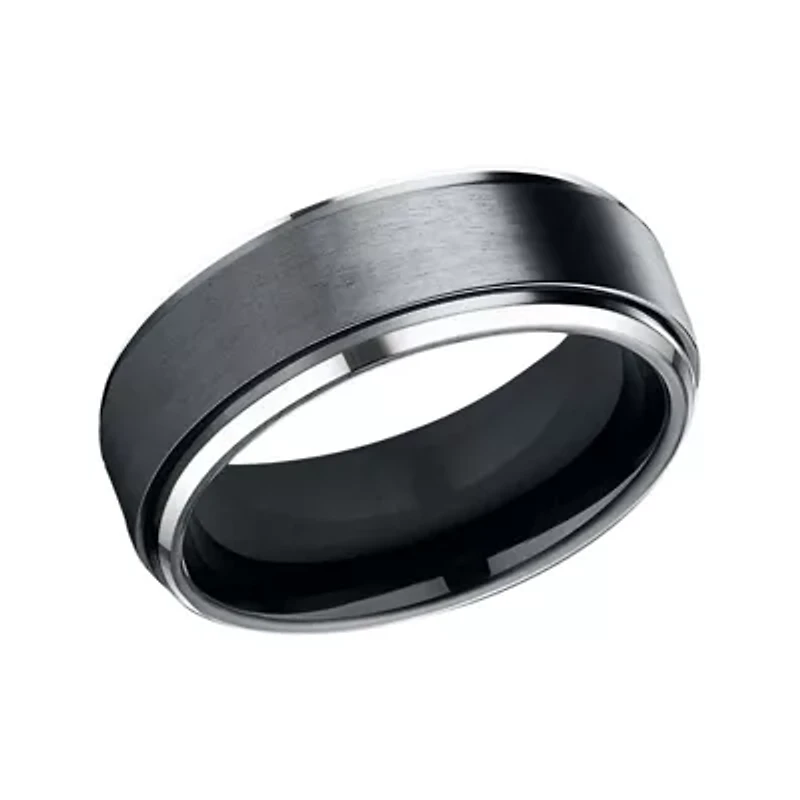 Mens 9mm Black Cobalt Wedding Band