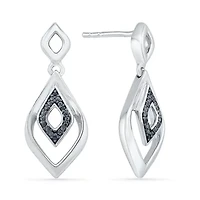 Womens Diamond Accent Natural Black Diamond Sterling Silver Diamond Drop Earrings