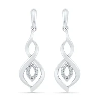 Womens Diamond Accent Natural White Diamond Sterling Silver Drop Earrings
