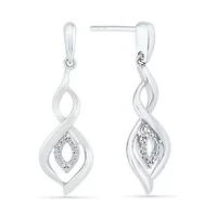Womens Diamond Accent Natural White Diamond Sterling Silver Drop Earrings