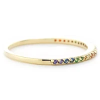 Silver Treasures Womens Multi Color Cubic Zirconia 24K Gold Over Round Delicate Band
