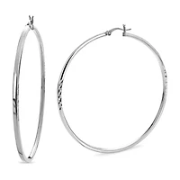 Womens Sterling Silver 60mm Hoop Earrings