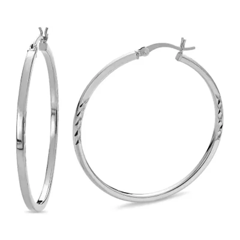Womens Sterling Silver 45mm Hoop Earrings