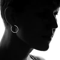 Womens Sterling Silver 45mm Hoop Earrings